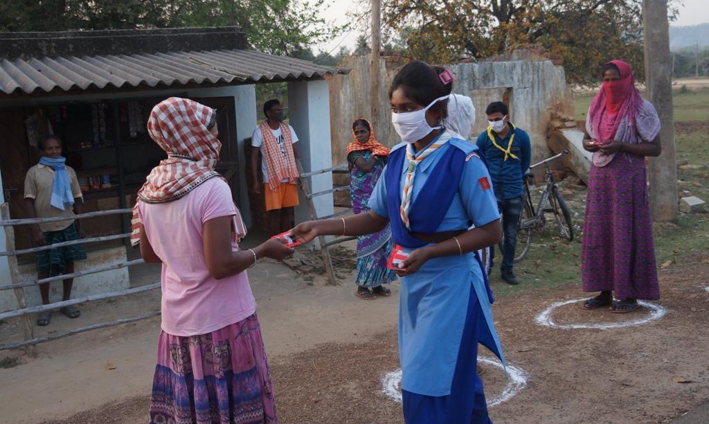 Soaps, sanitizers & hand wash distribution at Pamra Village of Bargaon Block, Sundargarh
