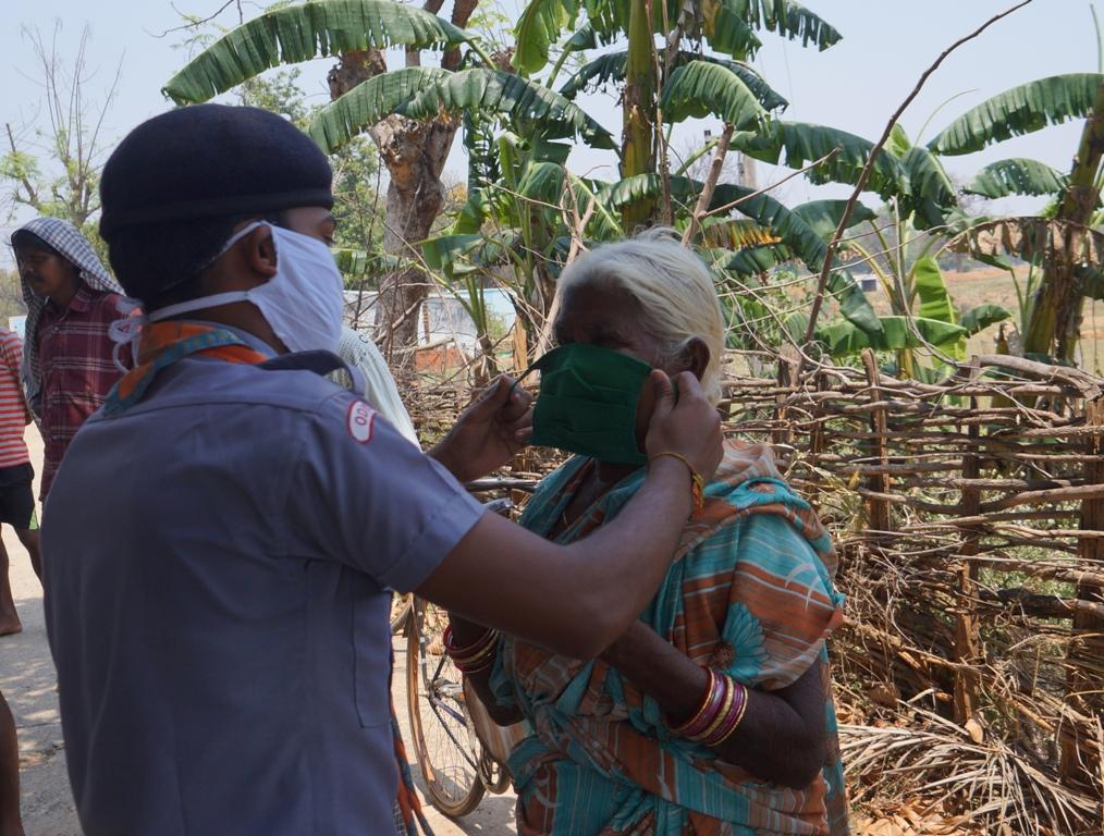 Mask distribution and awareness campaign at Kumbahal village of Bargaon Block