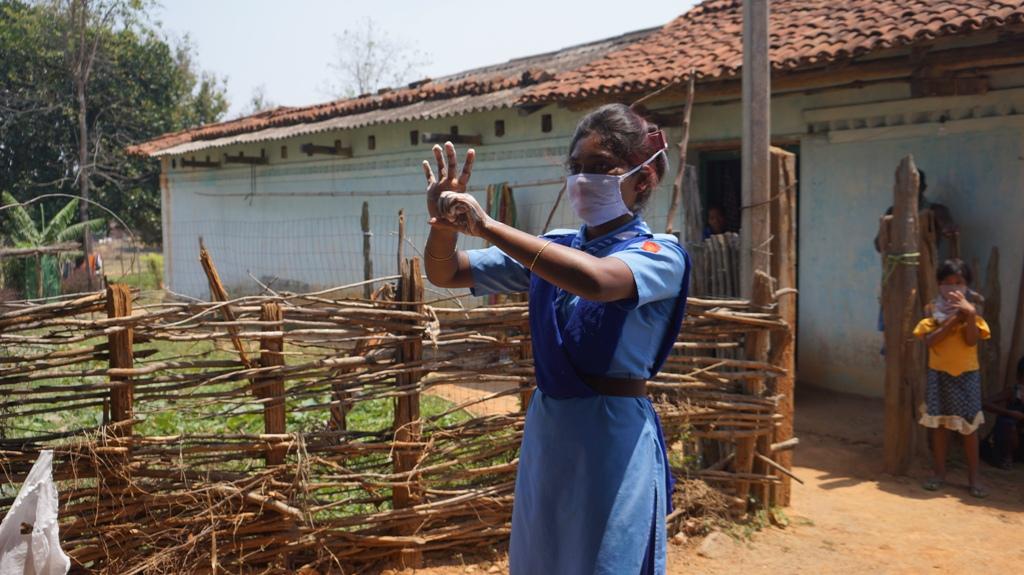 Hand wash demonstration and soaps, sanitizers distribution at Kumbahal village of Bargaon Block