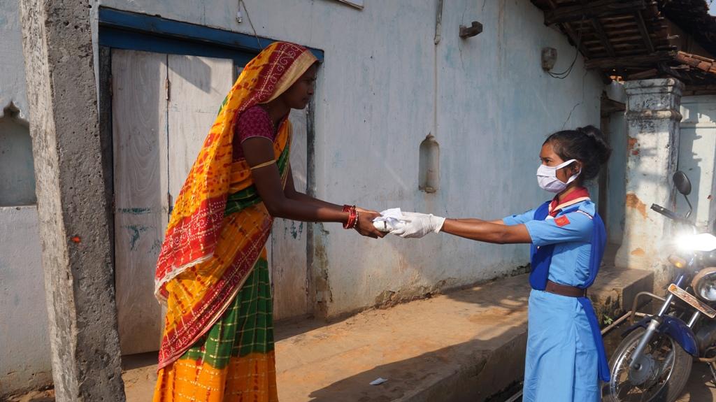 Milk packets distribution at Latagaon Village of Bargaon Block