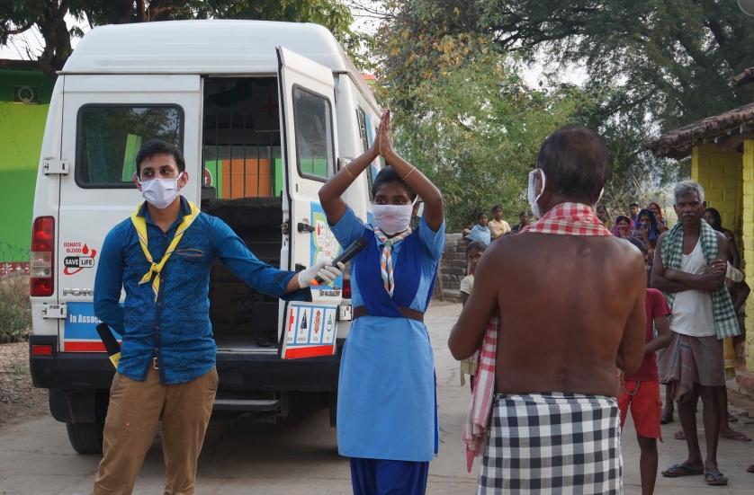 Handwash demonstration and soaps, sanitizers distribution at Minzpada of Tudalaga village of Bargaon Block