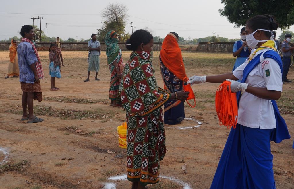 Awareness campaign and masks distribution at Petfod village of Bargaon Block
