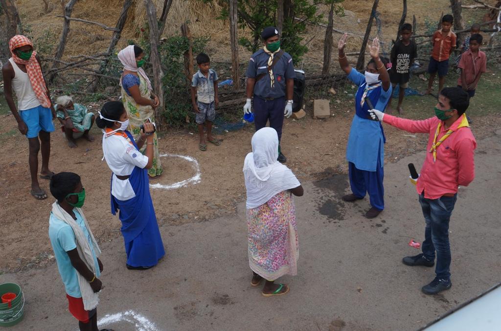 Hand wash demonstration, soaps, sanitizers distribution at Khadiapada of Lakraghara Village, Block-Bargaon