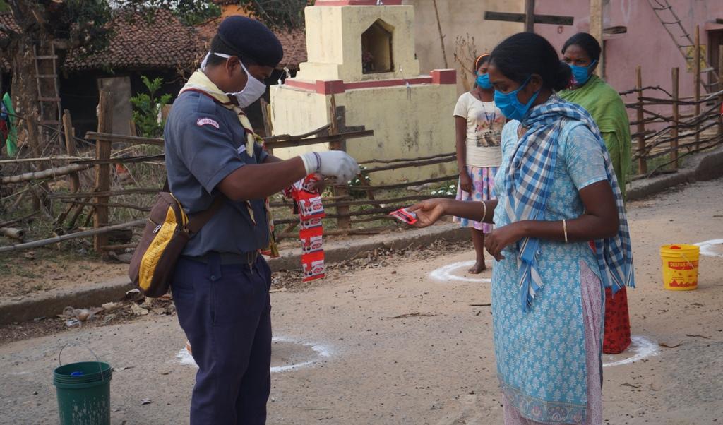 Hand wash demonstration and soaps, sanitizers distribution at Badulpani village of Bargaon Block
