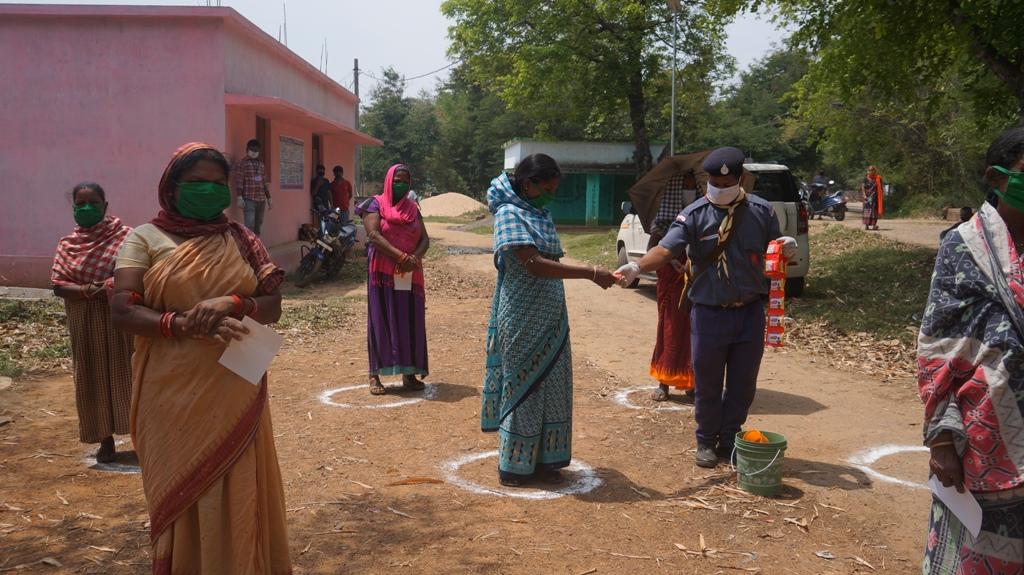 Hand wash demonstration and soaps, sanitizers distribution at Kisanpada of Kutra Village, Block-Kutra