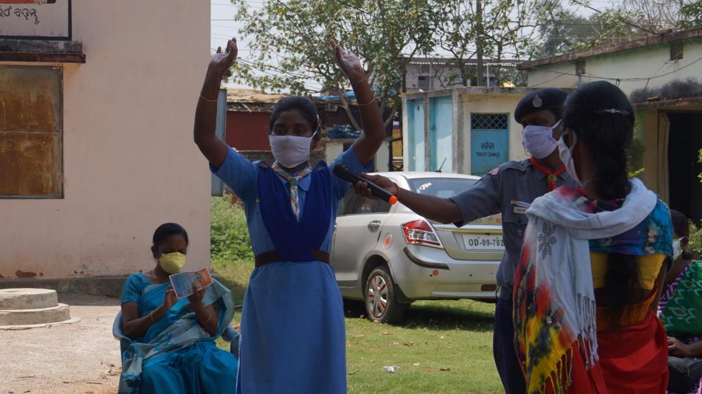 Hand wash demonstration and soaps, sanitizers distribution at Block Education Office Ground, Kutra Block