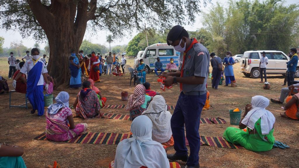 Hand wash demonstration and soaps, sanitizers distribution at Dahijira village of Kutra Block