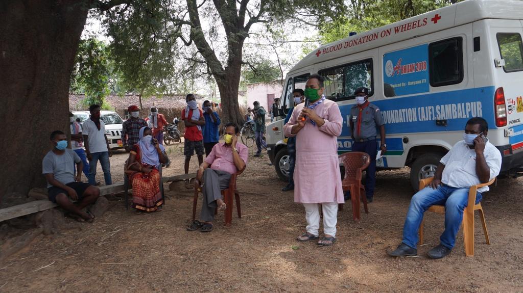 Awareness campaign and mask, leaflet distribution at Gountiapada of Telighana village of Kutra Block