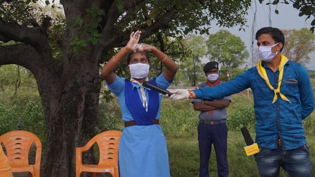 Hand wash demonstration and soaps, sanitizers distribution at Padajampali village of Rajgangpur Block