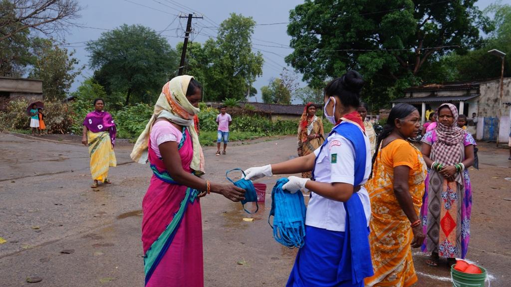Awareness camp and mask, leaflets distribution at Garvana village of Rajgangpur Block