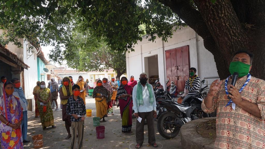 Awareness campaign and mask, leaflets distribution at Karamdihi Basti of Subdega Block