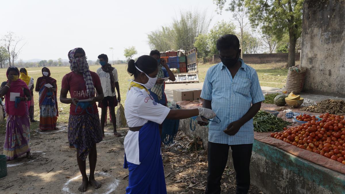 Mask distribution at Bandhbahal village of Balisankara Block