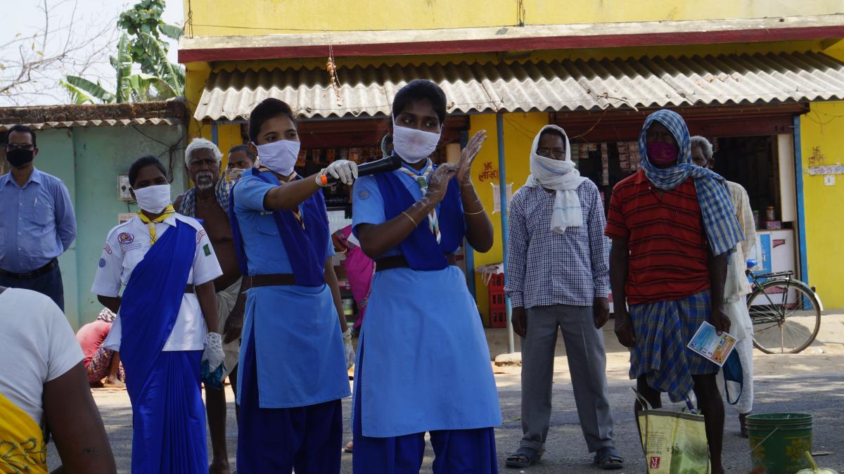 Hand wash demonstration and Soaps, Sanitizer distribution at Bandhbahal village of Balisankara Block