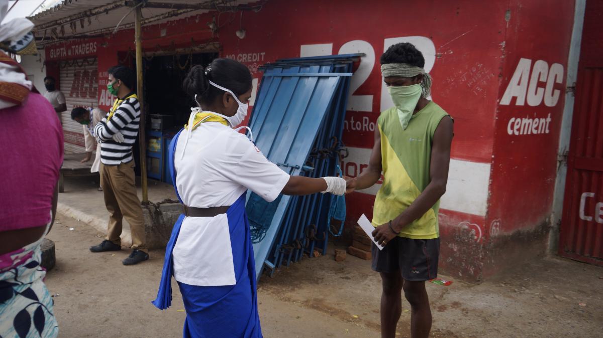 Mask distribution at Sagbahal village of Balisankara Block