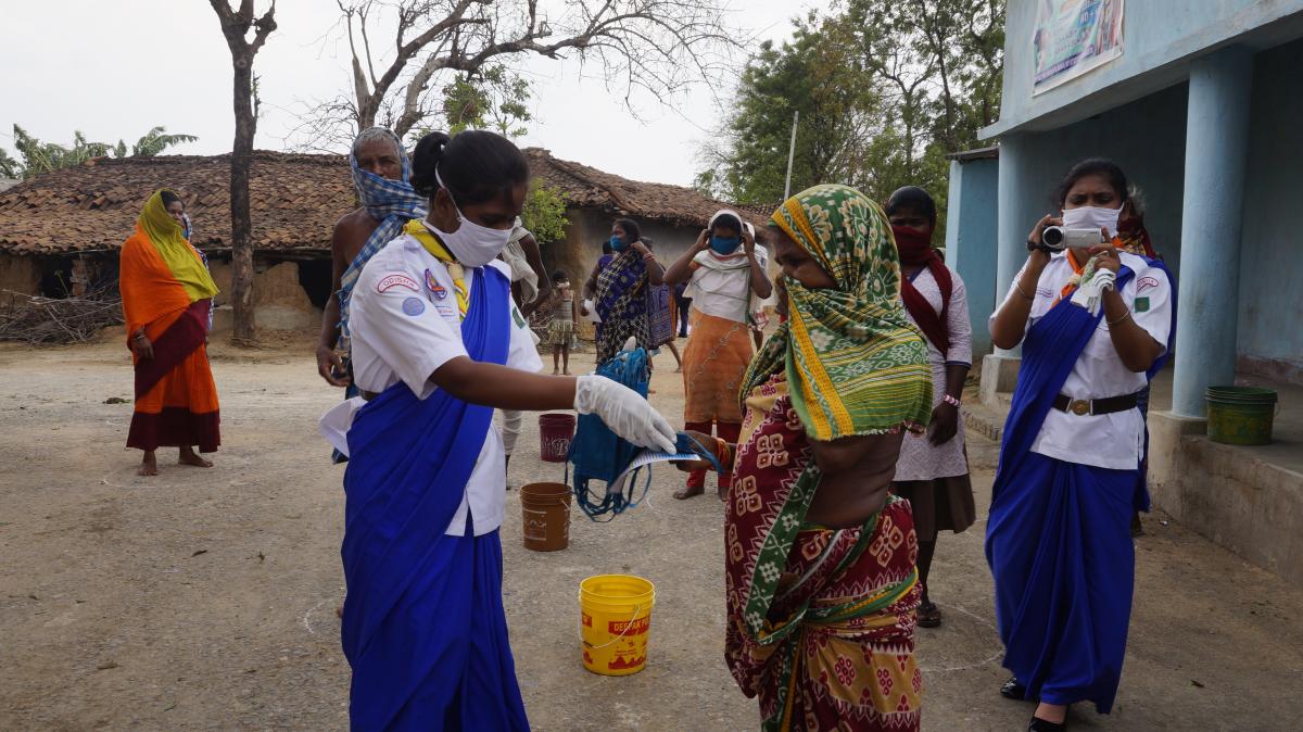 Mask distribution at Tumulia village of Balisankara Block
