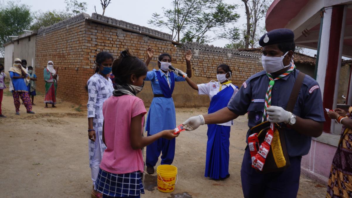 Hand wash demonstration at Tumulia village of Balisankara Block