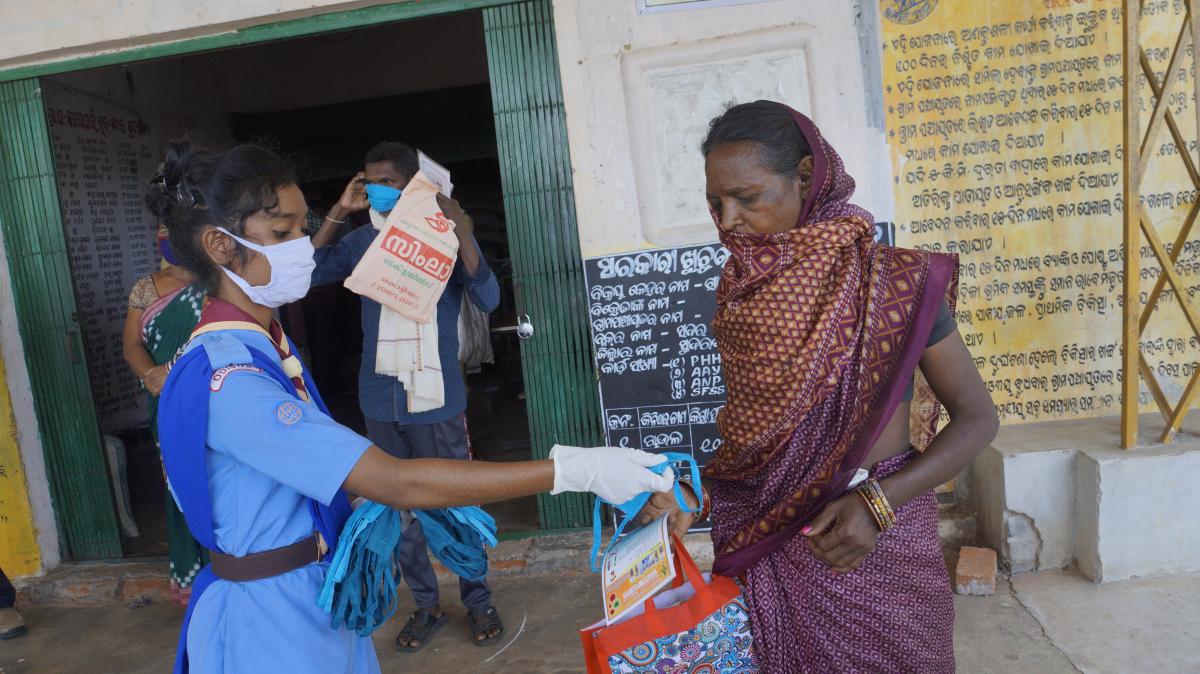 Mask distribution at Salepali village of Sadar, Sundargarh Block