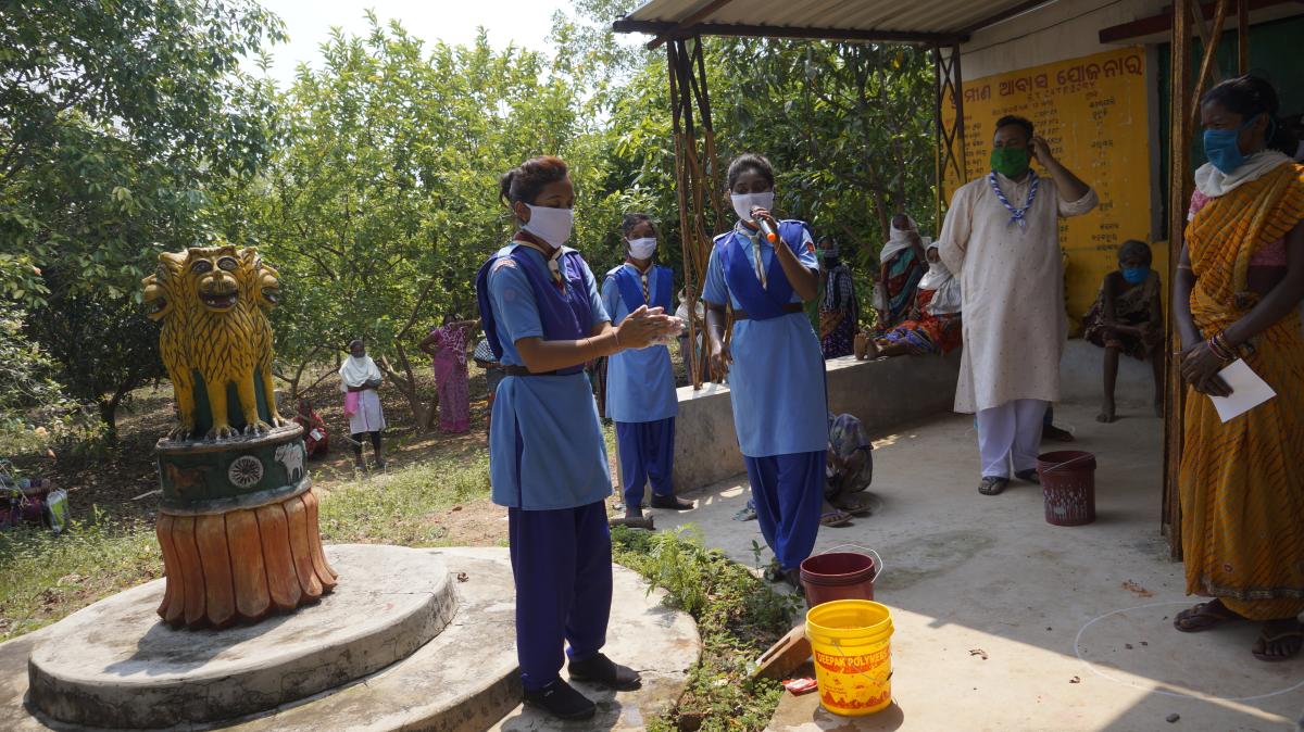 Hand wash demonstration at Salepali Village of Sadar, Sundargarh Block