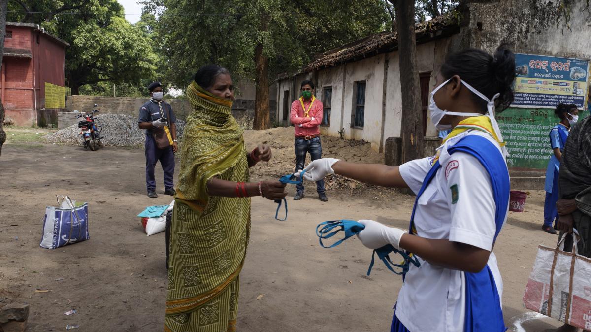 Mask distribution at Chhatenpali village of Lephripara block