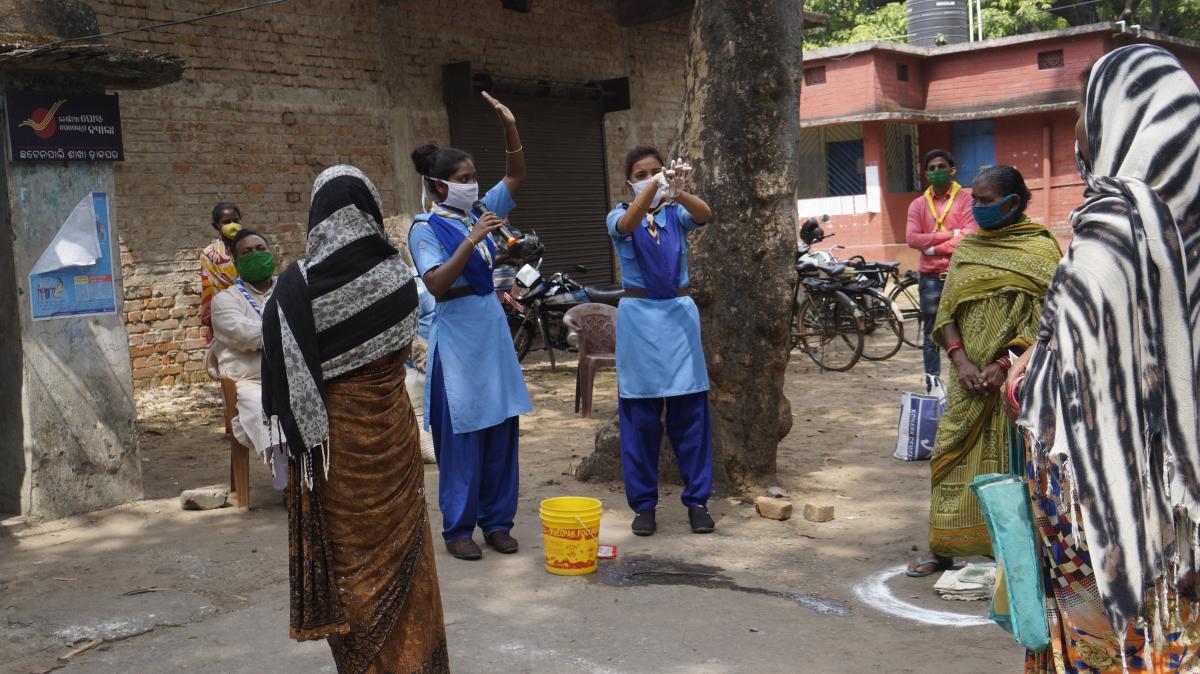 Hand wash demonstration at Chhatenpali village of Lephripara block