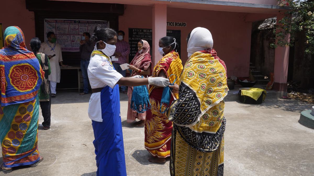 Mask distribution at Darlipali village of Lephripara block
