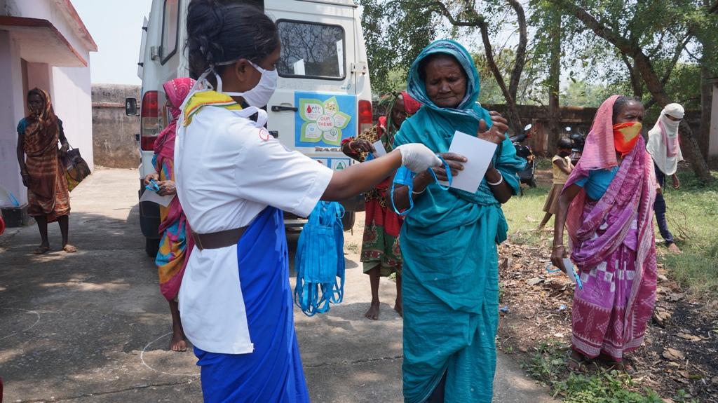 Mask distribution at Sargipali village of Lephripara Block