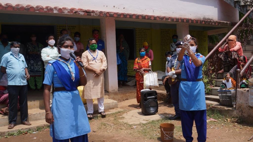 Hand wash demonstration at Hemgir village