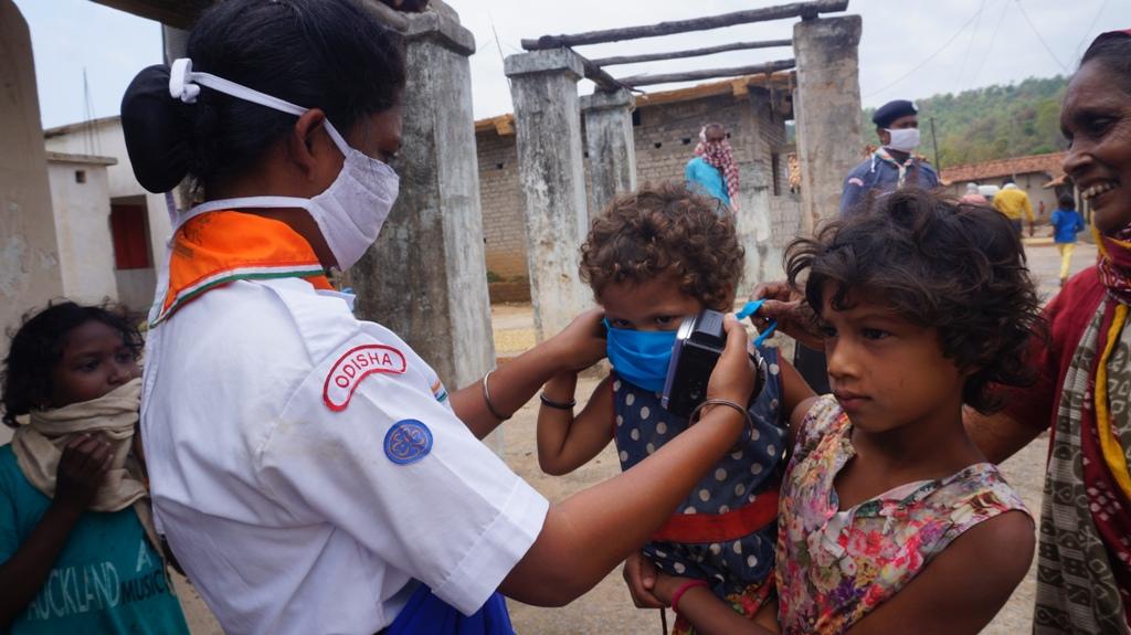Mask distribution at Ostali village of Hemgir Block
