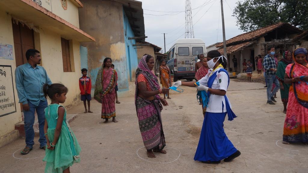 Mask distribution at Chiletmunda village of Hemgir Block