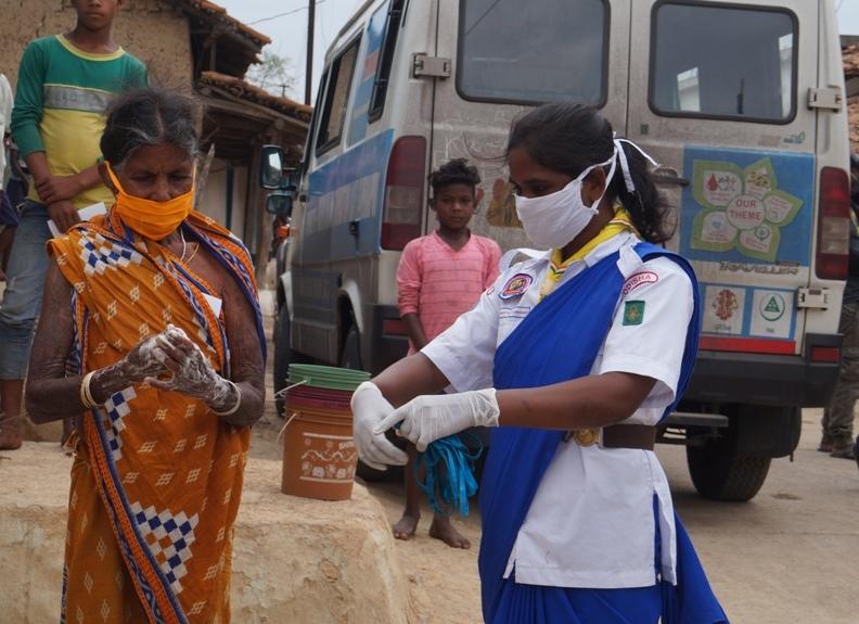 Hand wash demonstration at Chiletmunda village of Hemgir Block