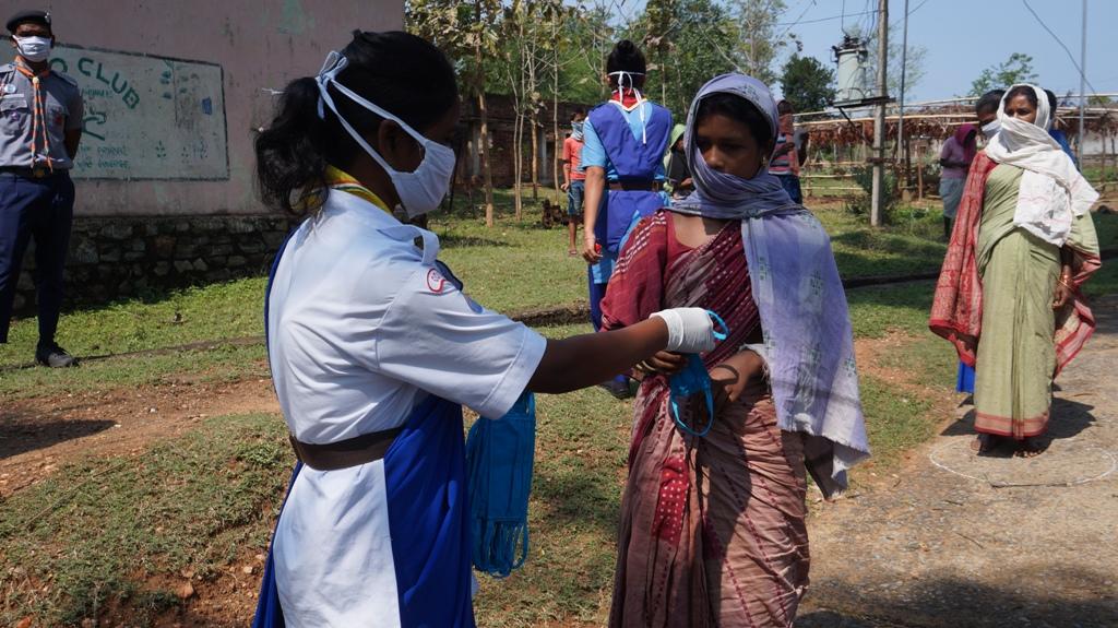 Mask distribution at Kharikamunda village of Bargaon Block