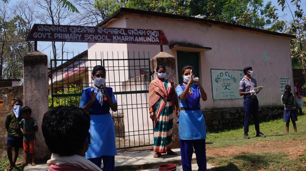 Hand wash demonstration at Kharikamunda village of Bargaon Block