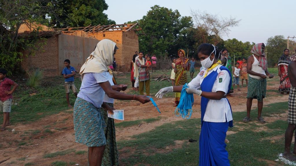 Mask distribution at Machamara village of Bargaon Block