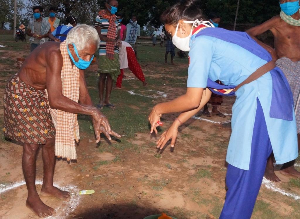Hand wash demonstration at Machamara village of Bargaon Block