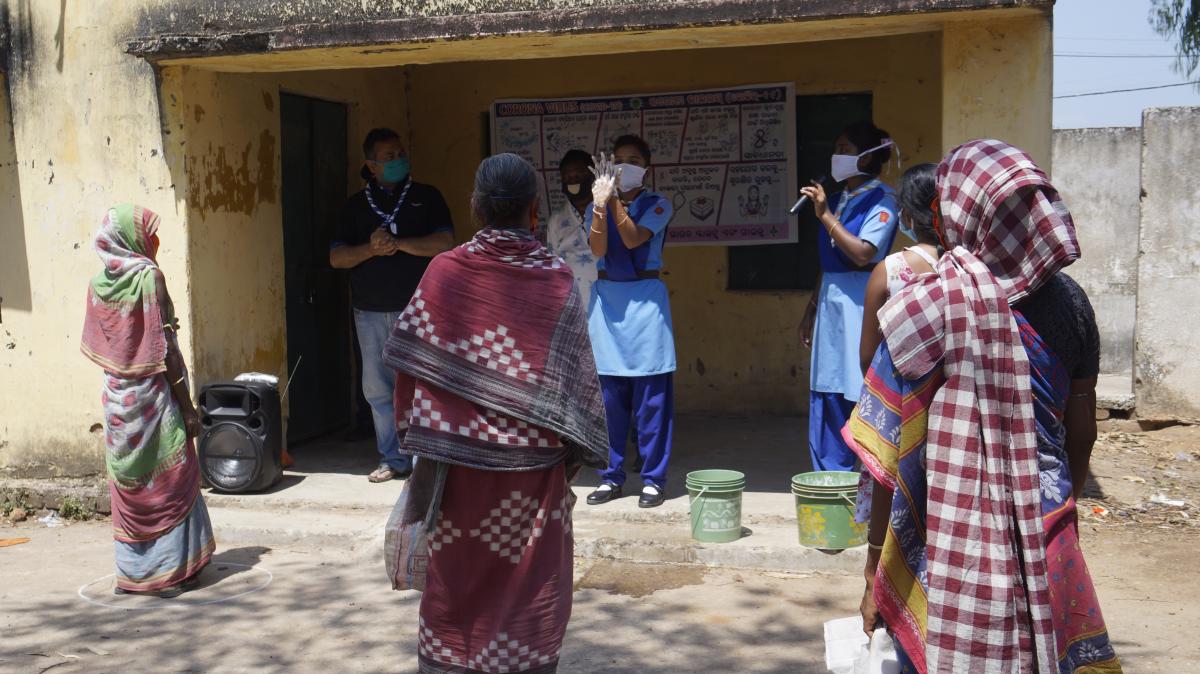 Hand wash demonstration at Ujalpur village of Tangarpali Block