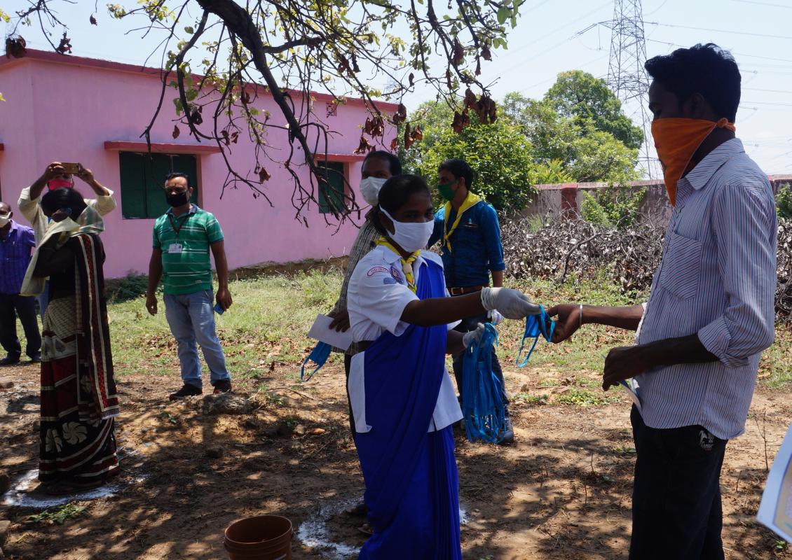 Mask distribution at Mahulpali village of Tangarpali Block