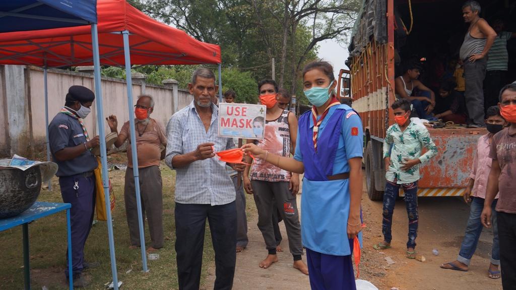 Mask distributed to the people who passing through Bargaon at Bargaon Square of Sundargarh District