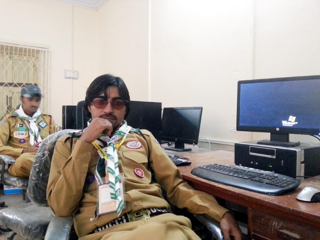 Kurram Scouts Open Group Rovers performing a duty in MOP Registration Team.