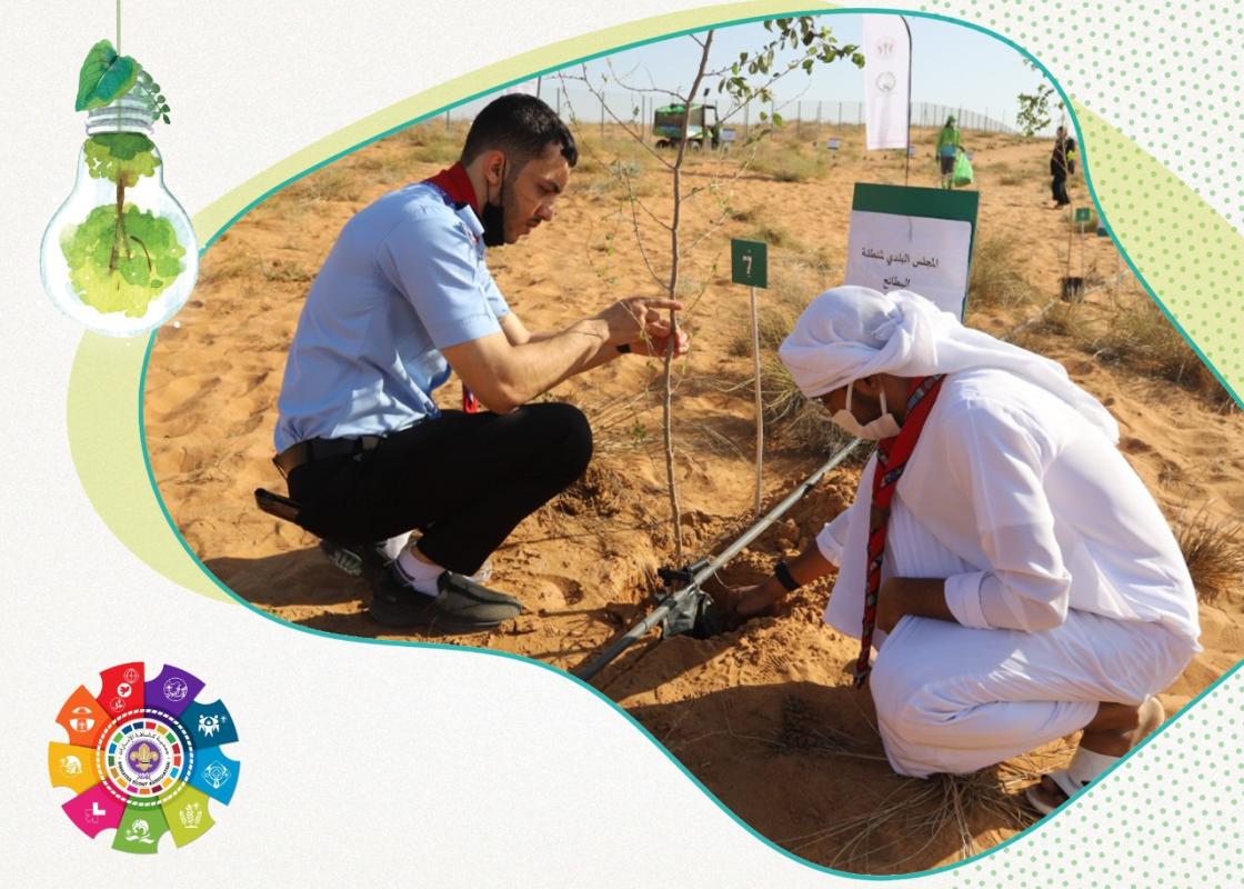 UAE Scouts planting trees in Al Munthar natural reserve 