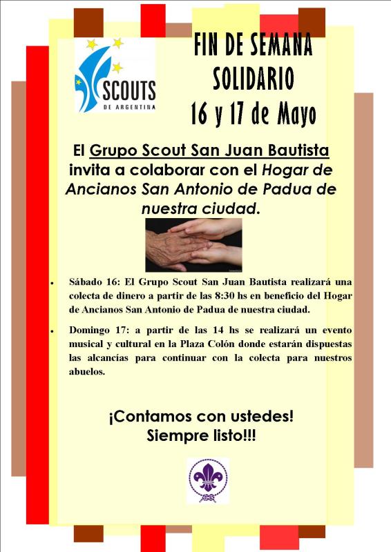 FIN DE SEMANA SOLIDARIO  16 y 17 de Mayo  16        
