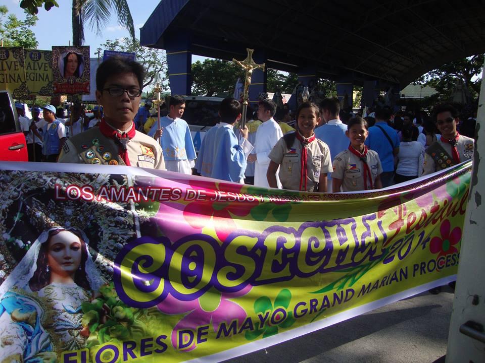 Scouts serve at Cosecha festival and Grand Marian Procession of Los Amantes de Jesus and Y Maria