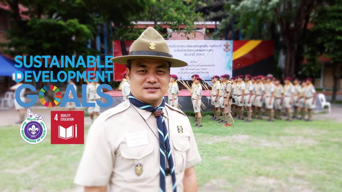 Volunteering to be a judge for boy scout marching competition, Bangkok