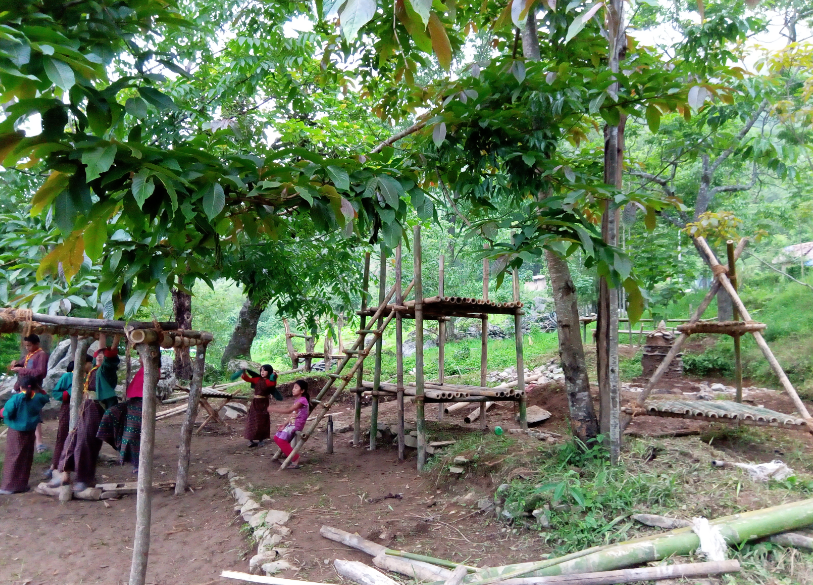 Construction of scout den by scouts