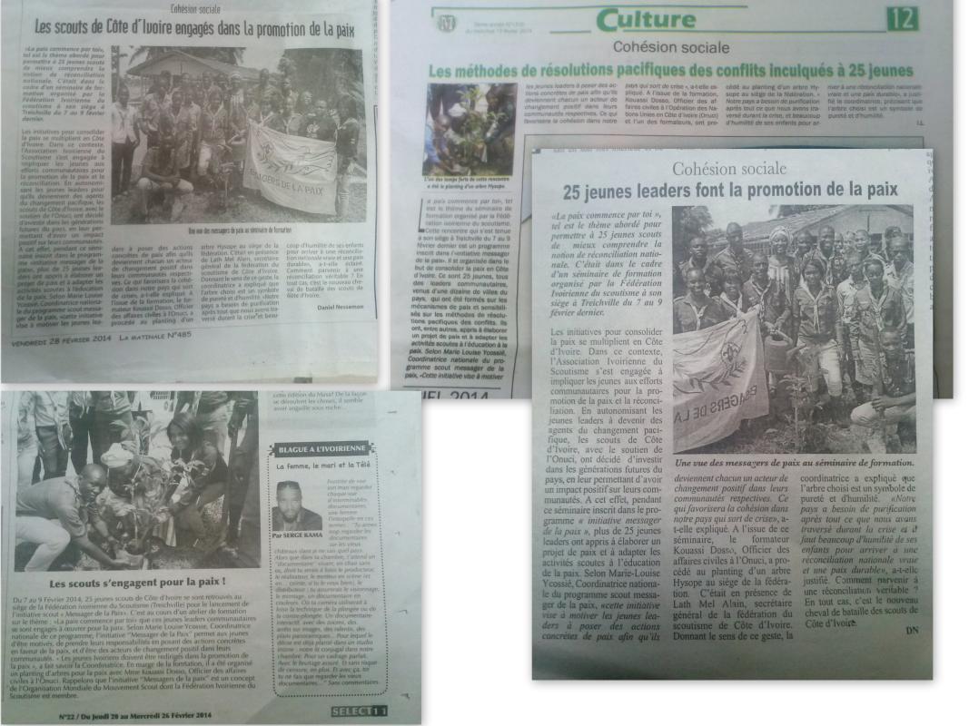  L'initiative messager de la paix relayée dans la presse ivoirienne.