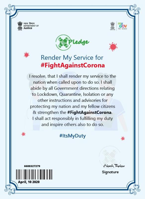 pledges for fight corona virus 