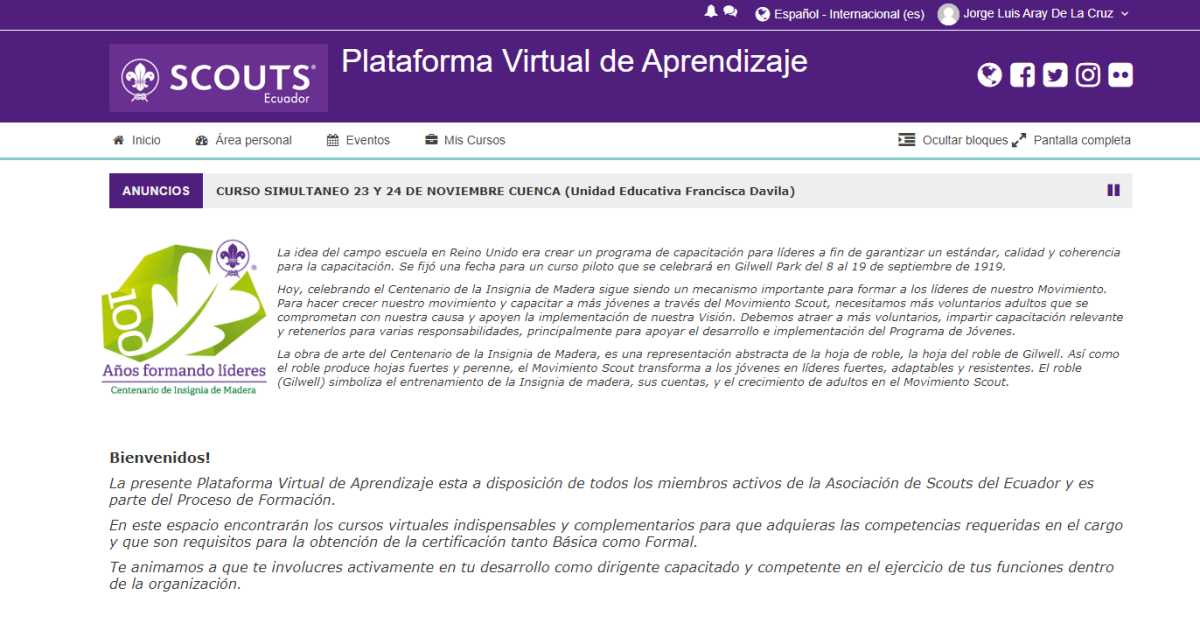 Plataforma Virtual de Aprendizaje - Asociación de Scouts del Ecuador