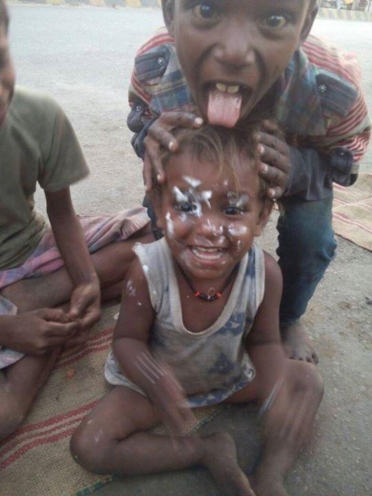 Birthday party with needy and poor children