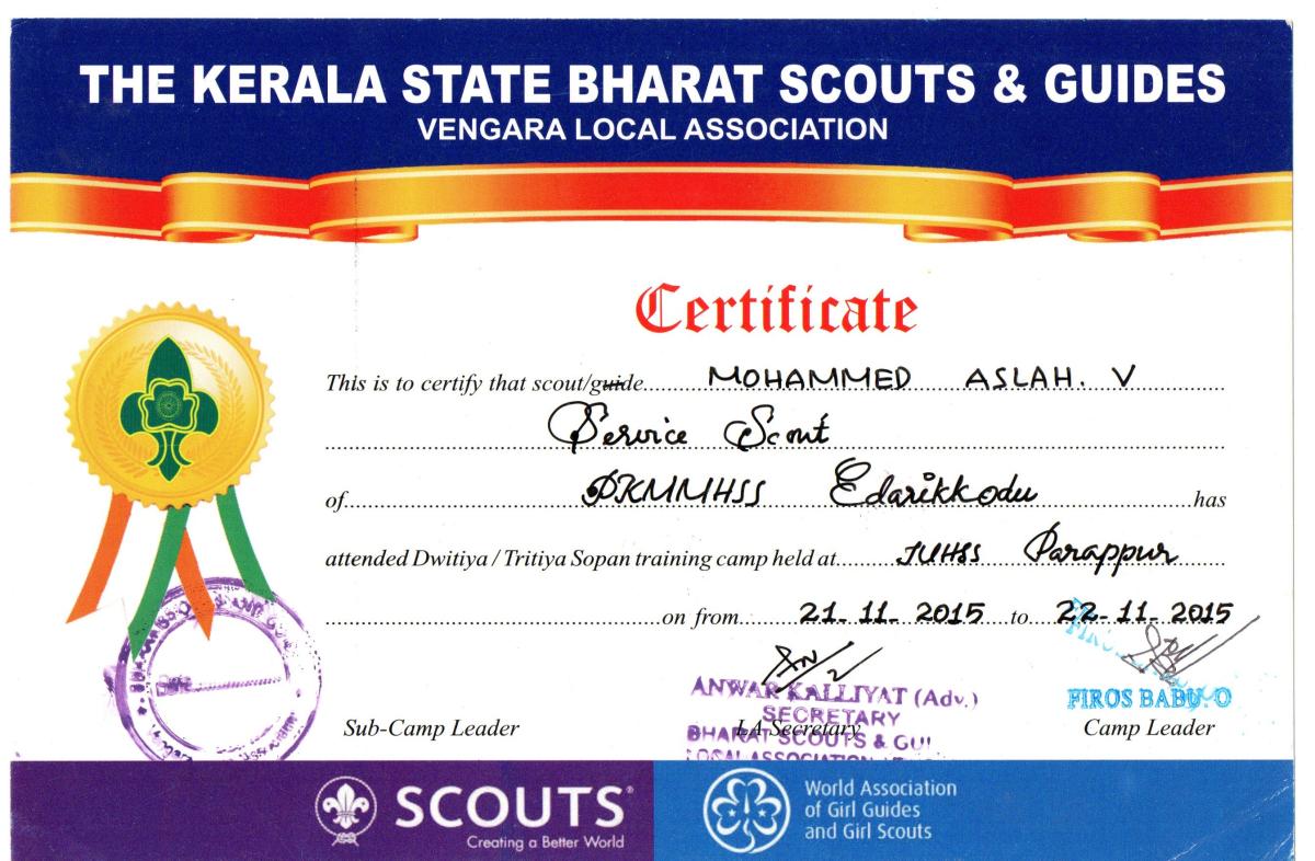 Serve as Service Scout in Tritiya Sopan Testing Camp 2015