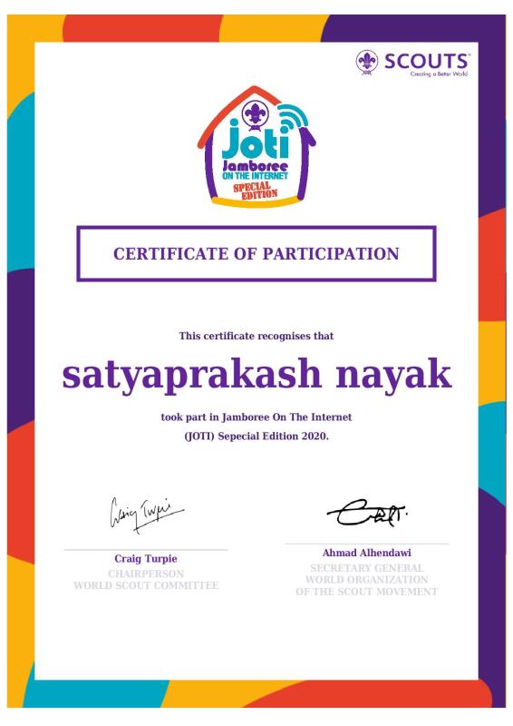 JOTI (Jamboree On The Internet )Special edition 2020