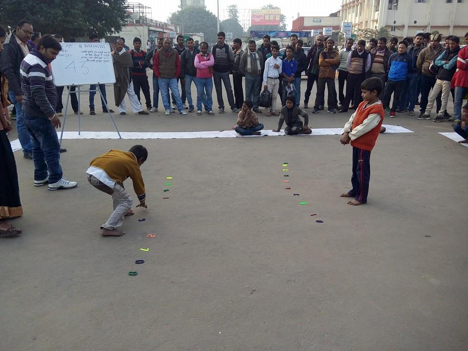 Poor people playing a game
